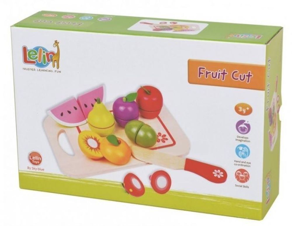 Lelin Wooden Fruits Cut Up Shopping Kids Toy