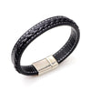 Men's Faux Black Leather Bracelet