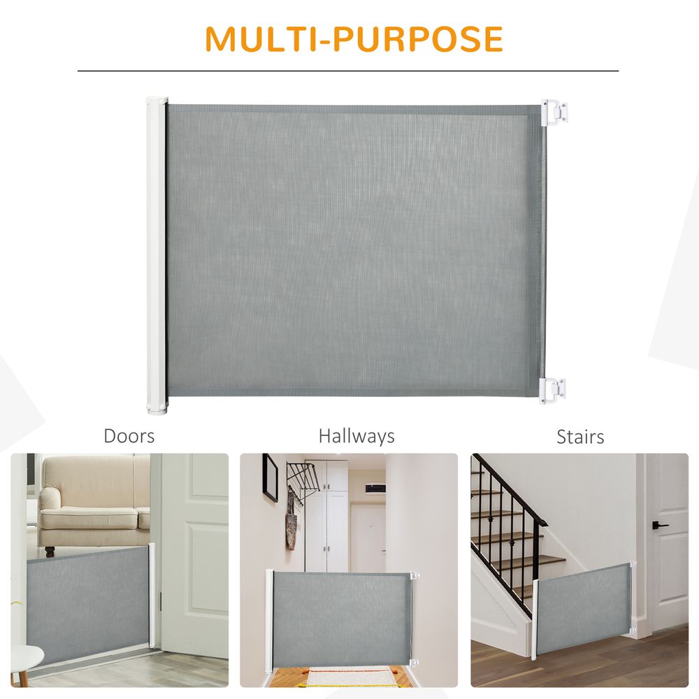 Retractable Safety Gate Folding Pet Barrier, for Doorways, Staircases, Hallways