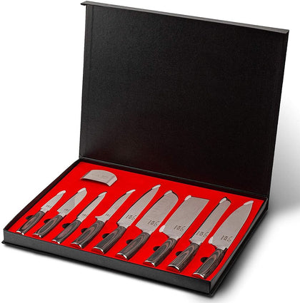 Koi Artisan Professional Knife Set - Laser Etched Box (9 Pcs set)