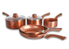 Cermalon® 5Pcs Copper Non-Stick Ceramic Coating Saucepans & Frying Pans Cookware Set