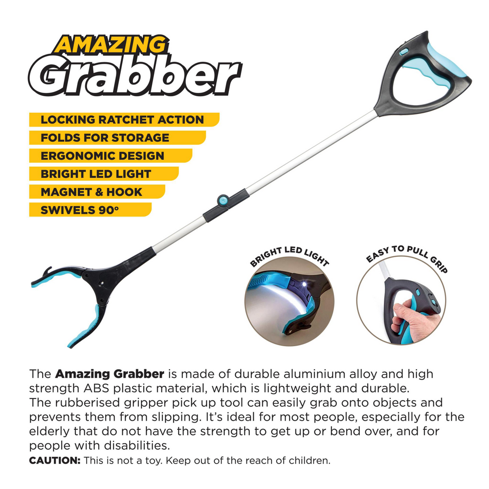 Lightweight Folding Long Reach Picker Grabber Grabbing Tool with LED Light