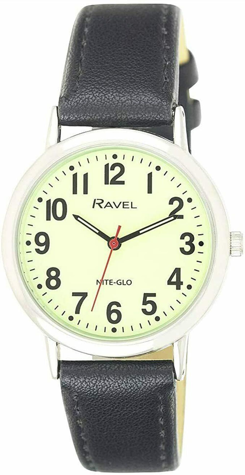 Ravel Glow in The Dark Luminous Dial Watch (Black)