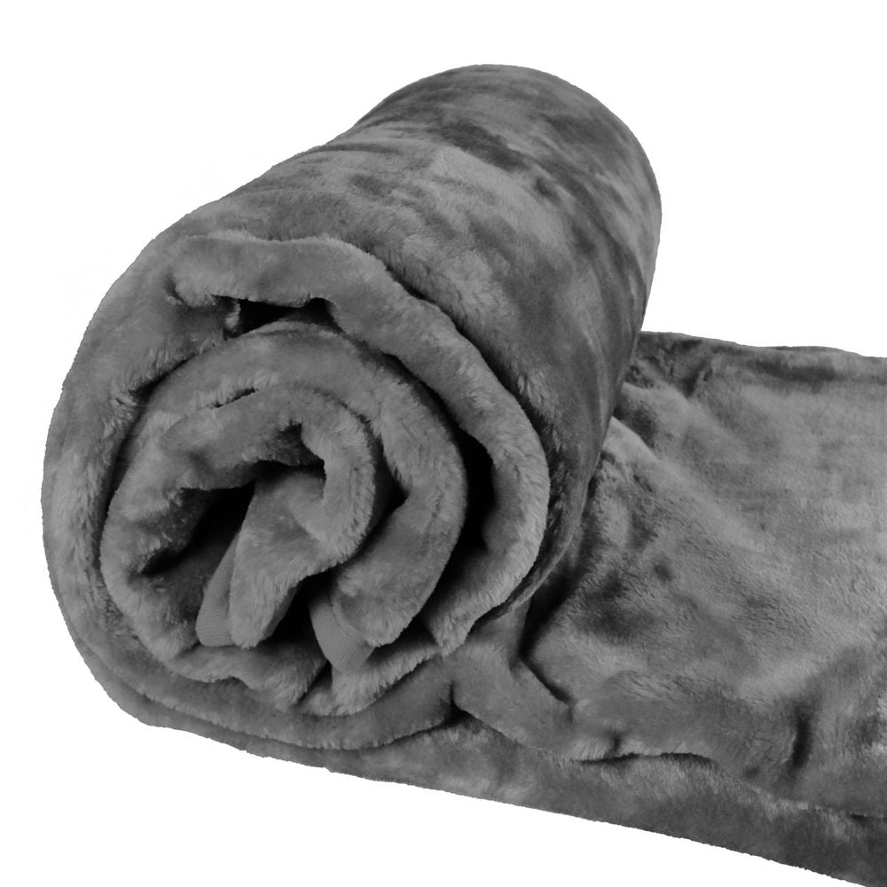 Faux Mink Throw Blanket | AS-15129 | 200 x 240 cm CHARCOAL