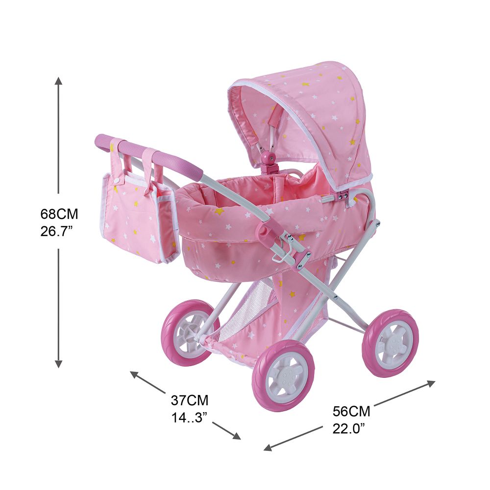 Olivia's Little World Twinkle Stars Deluxe Baby Doll Stroller Pram Pink OL-00011