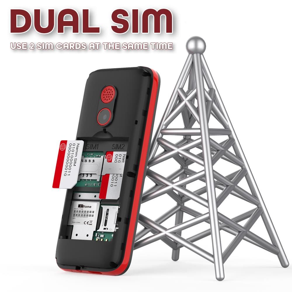 TT160 Dual Sim Basic Simple Mobile Phone -  Camera Torch MP3 Bluetooth Mains Charger &  Vodafone Sim Card
