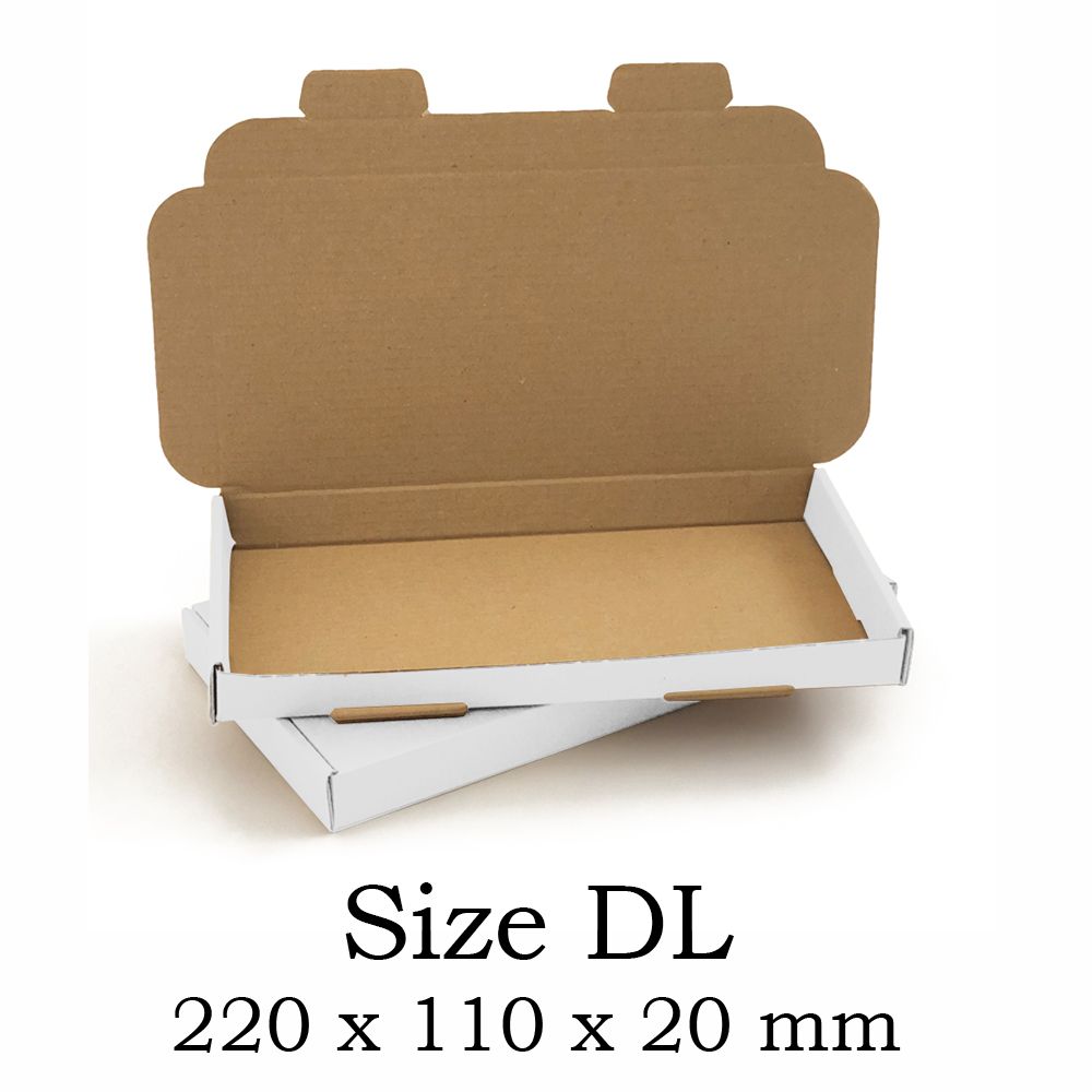 DL PIP Boxes (White) suitable for Large Letter Postal Box 22x11x2 cm (50)