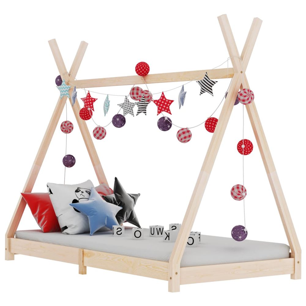 Kids Bed Frame Solid Pine Wood 70x140 cm to 90 x 200 cm in Grey, White & Brown
