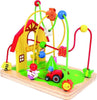 Lelin Wooden Childrens Wire Farm Animals Bead Frame Roller Coaster Maze Toy Set