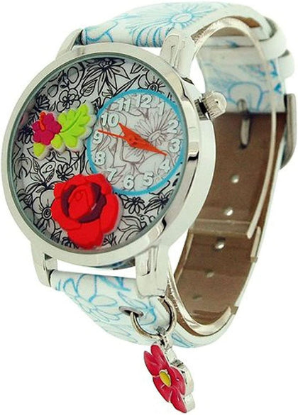 Time Design Kids Children Quartz Analogue Floral Watch Key Ring Set TDX4526