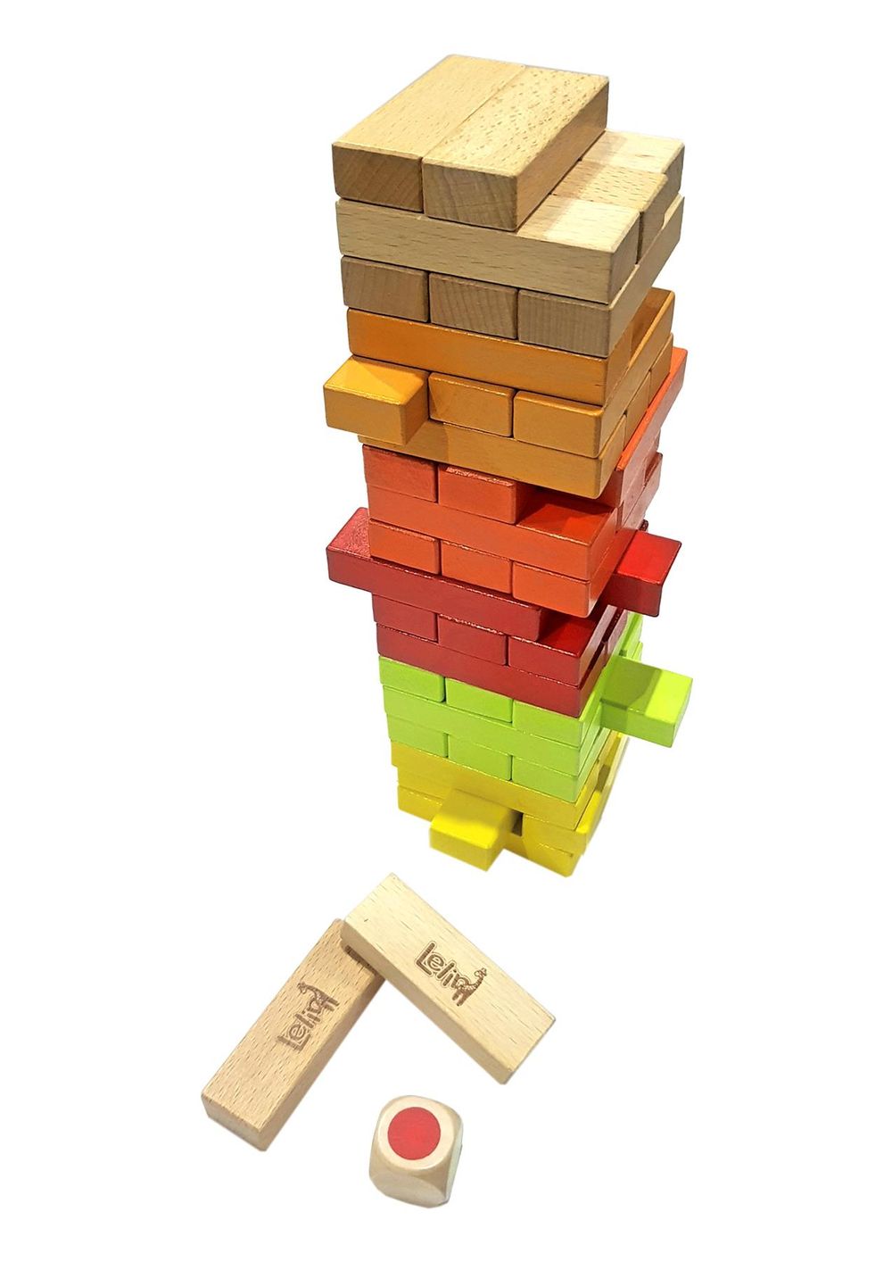 Lelin 56PC Wooden Stacking Tumbling Tower Block Game For Children Kids
