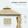 4 x 3m Outdoor Tent Garden Pavilion LED Solar Light Steel Frame, Khaki
