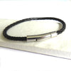 Men's Thin Black Leather Bracelet