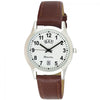 Ravel Gents Stainless Steel Day/Date Brown Faux Leather Strap Watch R0706.41.1