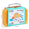 SOKA Wooden Pet Hospital Pretend Playset Vet Doctor Toy Kit Carry Case Kids 3+