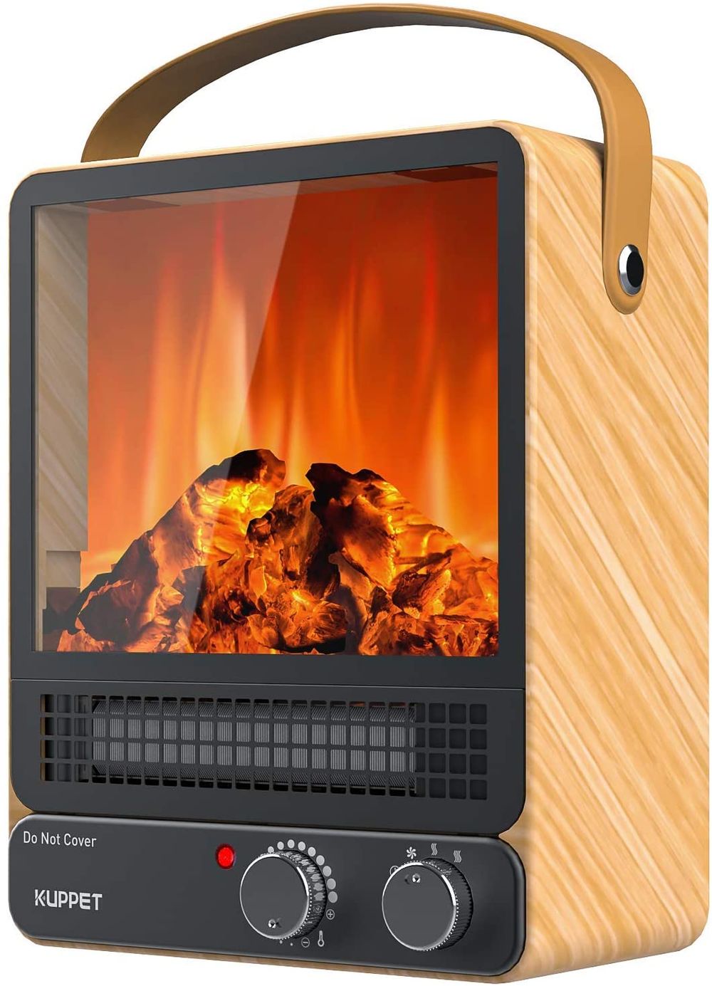Space Heater, Energy Efficient Indoor Electric Fireplace Heater with Realistic Flame Effect 750W/1500W, Overheating Safety Protection, 2 Heating Powers, for Office & Bedroom & Living Room