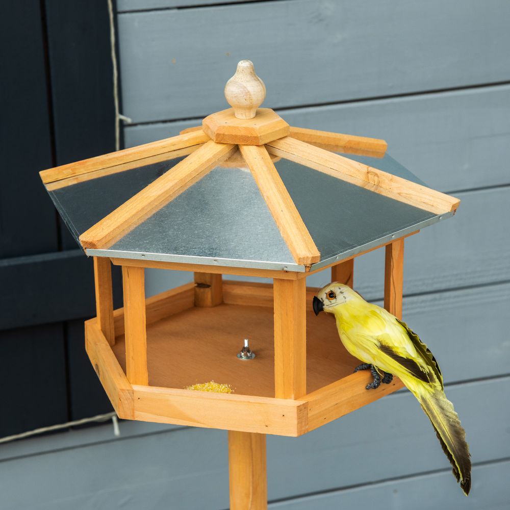 Bird Stand Feeder Table Feeding Station Garden Wood Coop Parrot Nesting Stand