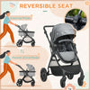 Foldable Baby Pushchair w/ Fully Reclining Backrest From Birth to 3 Years- Gey