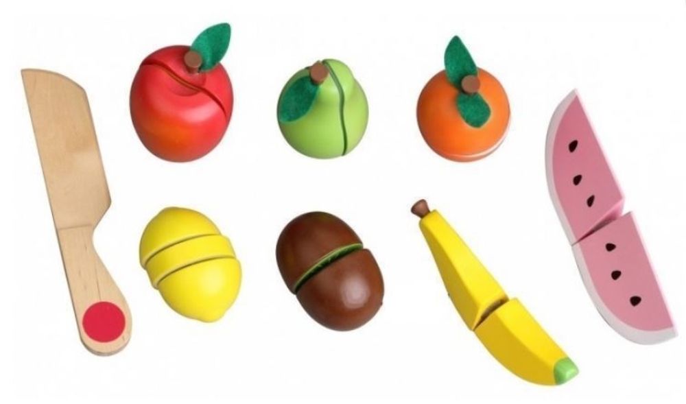 Lelin Wooden Cutting Fruit Play Set Childrens Food Pretend Play For Ages 3yrs+