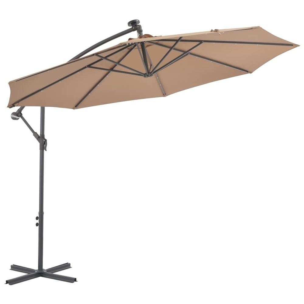 Cantilever Umbrella with LED Lights and Steel Pole
