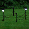 Chain Fence with Solar Lights Two LED Lamps Two Poles