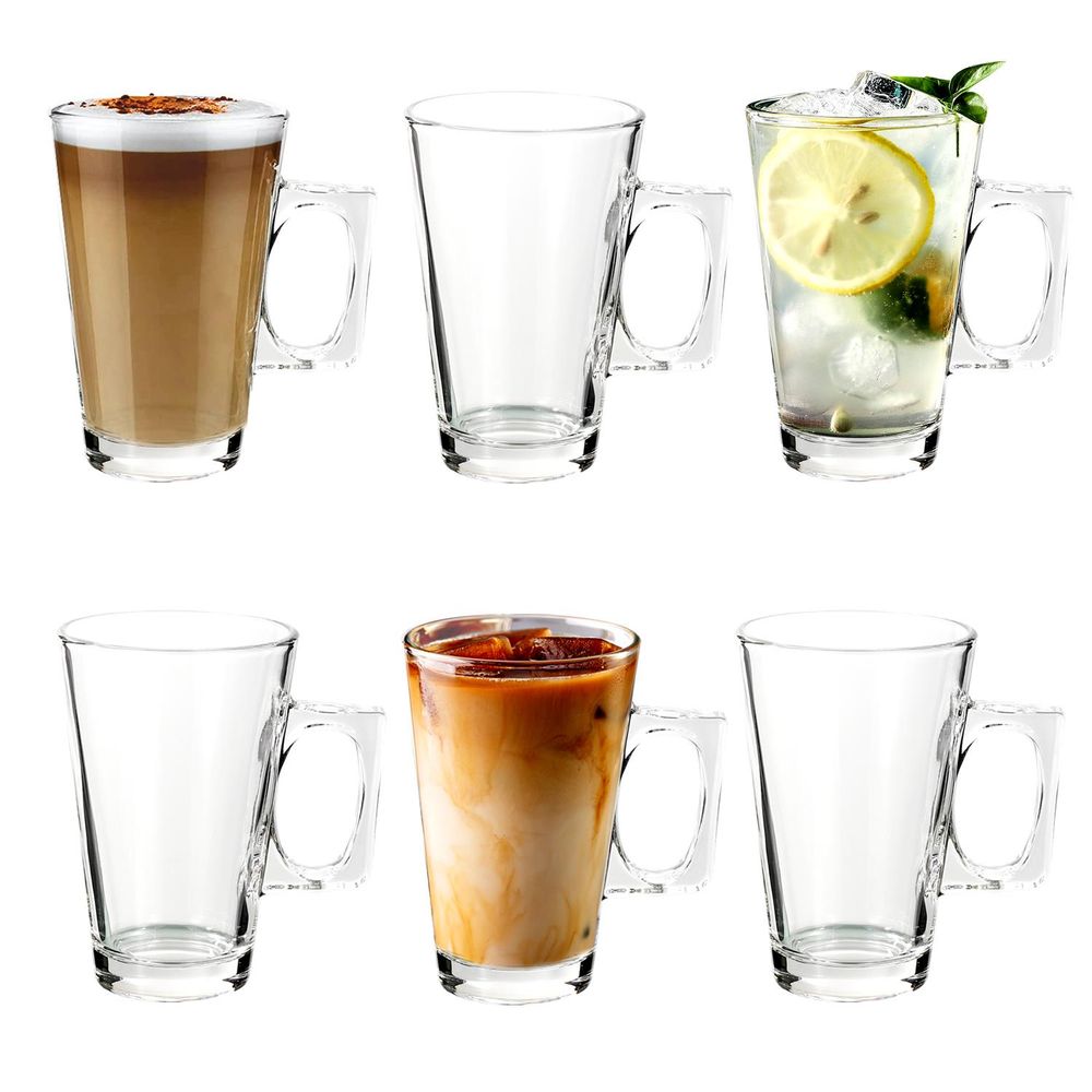200ml (7oz) 6 Latte Glasses Cup Tea Coffee Cappuccino Hot Drink