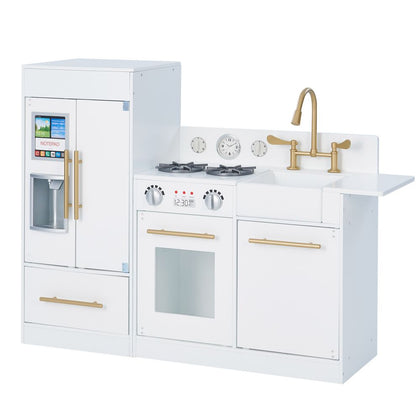White Wooden Toy Kitchen by Toy Cooker Play Kitchen Set TD-12302WR