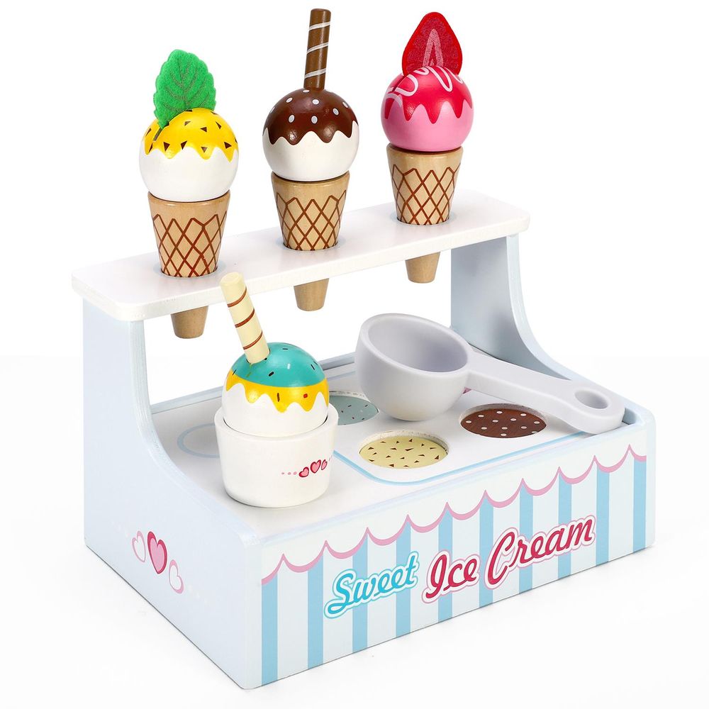 Mini Ice Cream Shop Pretend Play Toy Set Interactive Role Play Game 3+