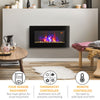 1000W Wall Mounted Tempered Glass Electric Fireplace Heater Black