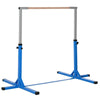 Adjustable Kids Gymnastics Bar Horizontal Training w/ Steel Frame Wood Bar Blue