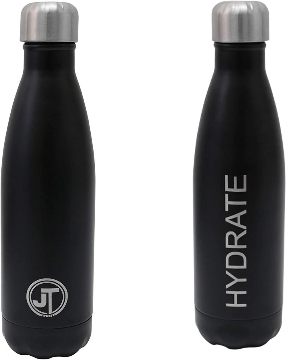 JTL Fitness Stainless Steel Water Bottle 500ml Vacuum Insulated Flask for Hot or Cold Metal Watertight Seal Black