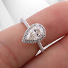 2.88Ct Pear-Cut Diamond Cushion Halo Bridal Engagement Ring 18Ct White Gold Over