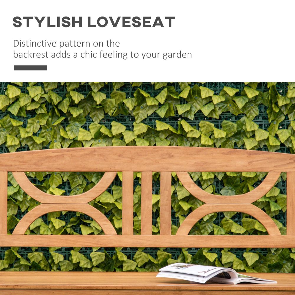 2-Seater Wooden Garden Bench Outdoor Patio Loveseat Natural