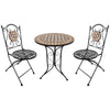 Outsunny 3 Pcs Mosaic Bistro Table Chairs Set-Black/Orange/White