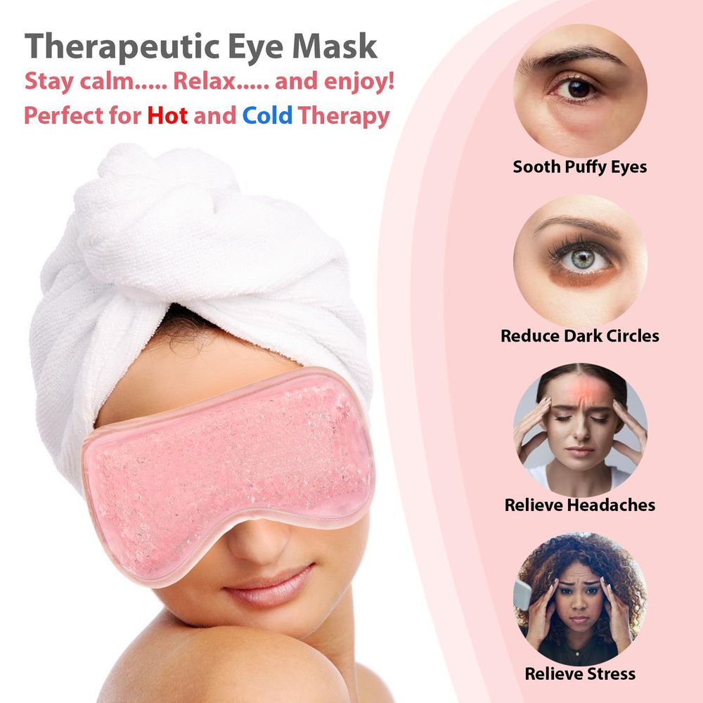 Cooling Eye Mask Reusable Microwavable Freezable Eye Compress Gel Sleeping Relaxation