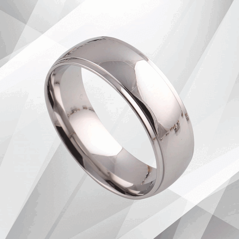 Gents Mens Sparkling 18Ct White Gold Over Titanium Wedding Engagement Band Ring