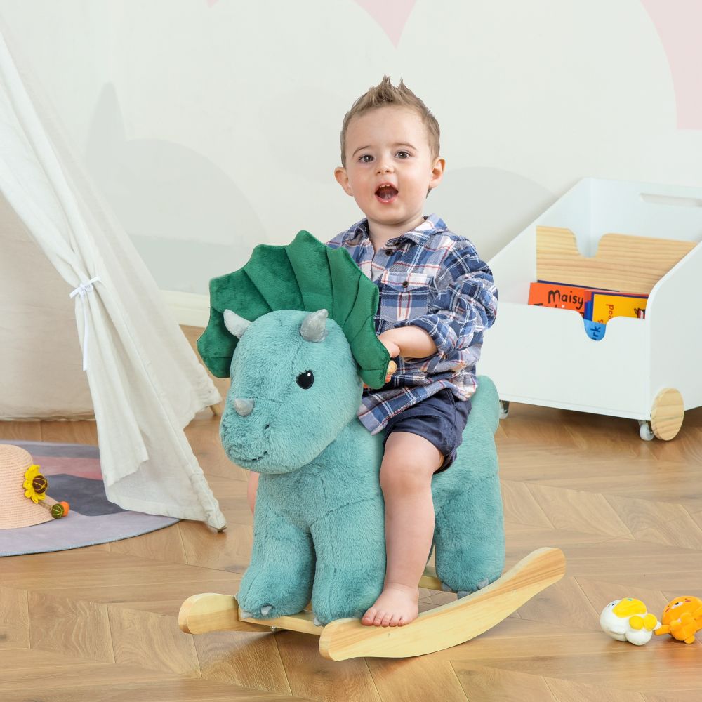 Kids Ride-On Rocking Horse Triceratops-shaped Toy for 36-72 Months