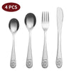 4PC Little Bear Stainless Steel Cutlery Kids Safe Flatware Tableware Set
