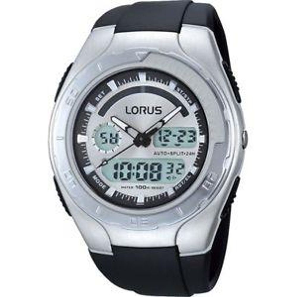 LORUS GENTS dual time watch black strap R2389GX9
