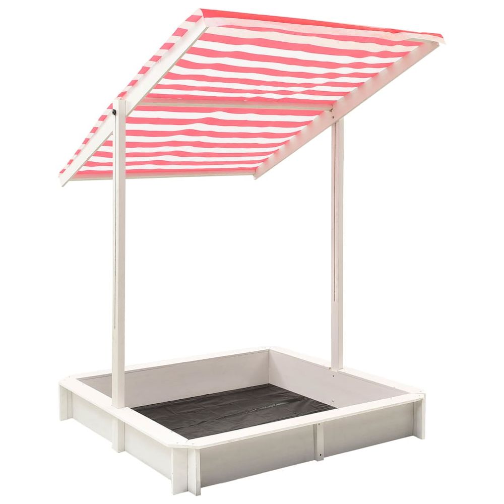 Sandbox with Adjustable Roof Fir Wood White and Red UV50
