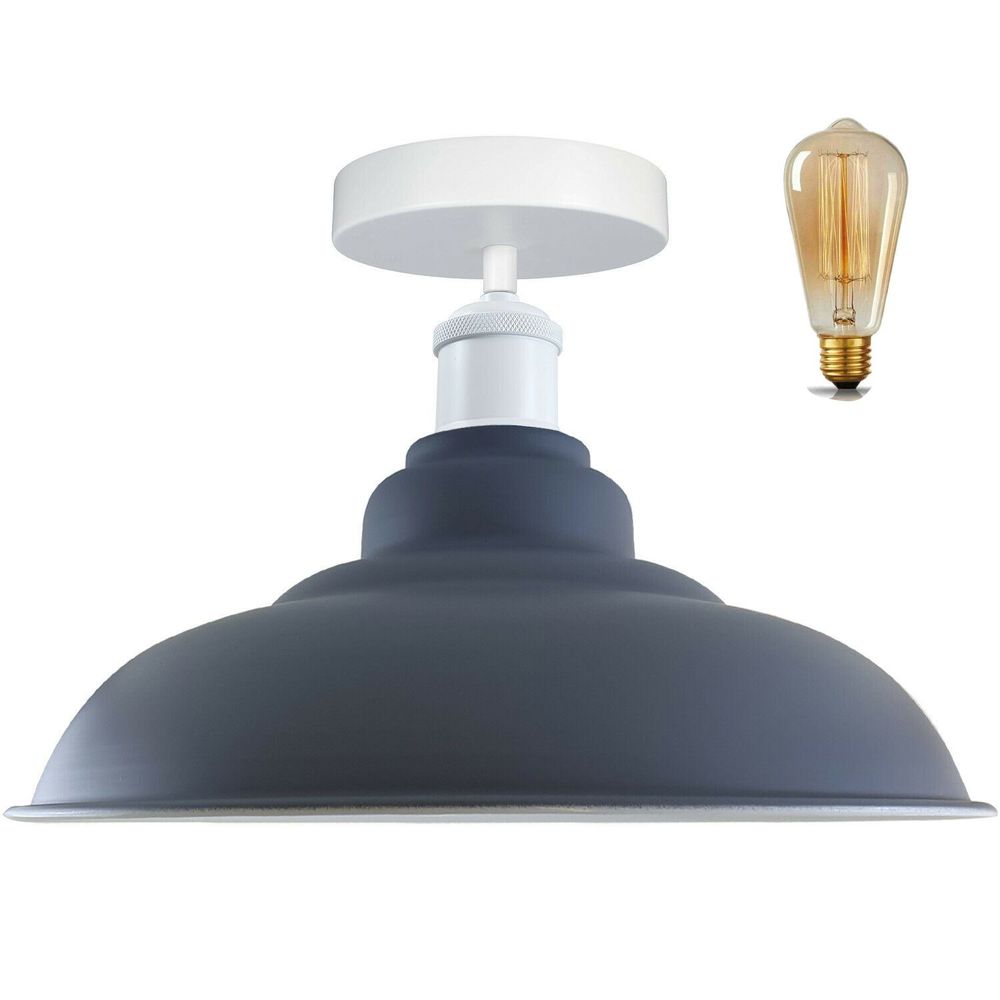 Modern Industrial Style Ceiling Light s Metal Flush Mount Bowl Shape Shade Indoor Lighting