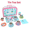 SOKA 18 Pcs Llama Metal Tin Kids Teapot Tea Party Set Carry Case Toy Pretend Role Play