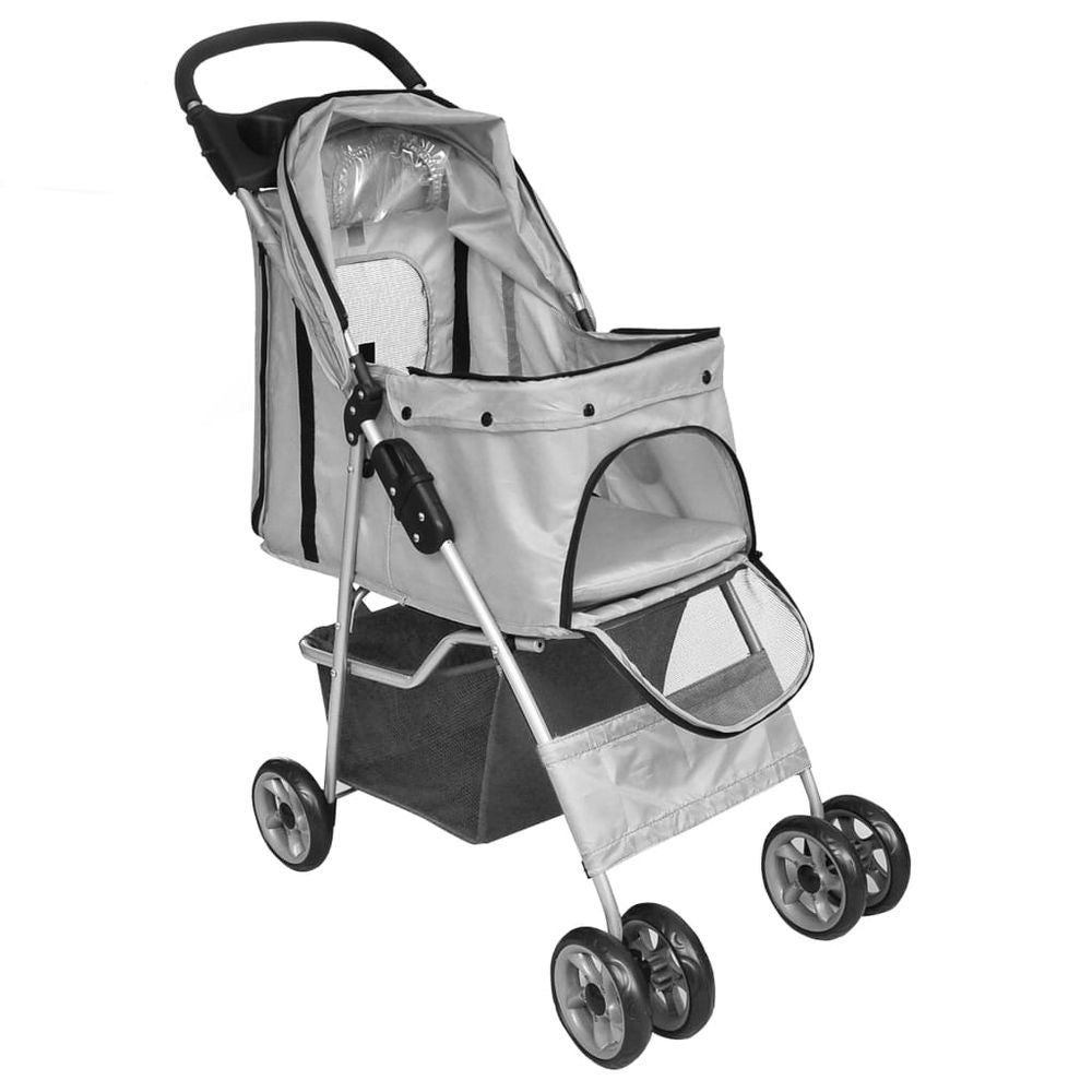vidaXL Folding Pet Stroller Dog/Cat Travel Carrier Grey