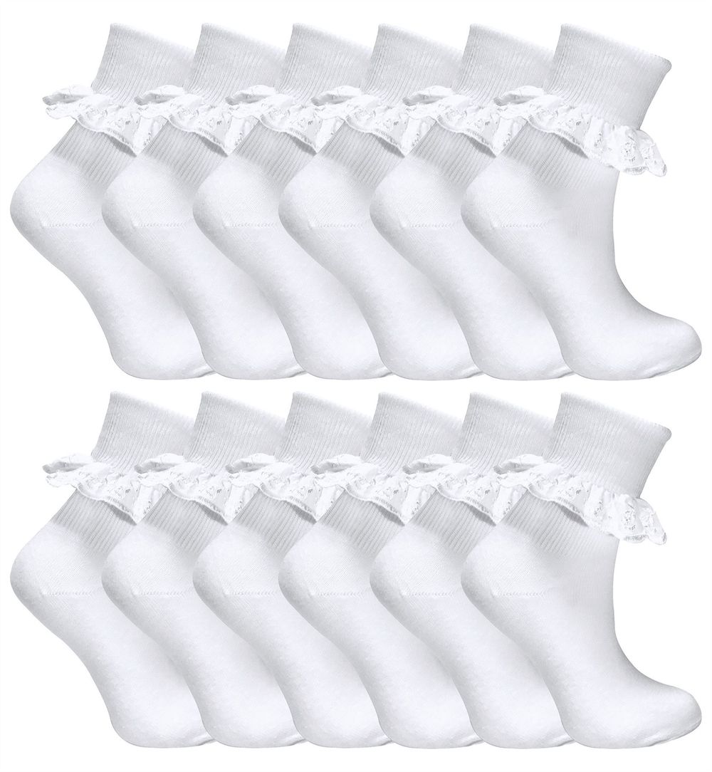 12 Pack Girls Jolie Lace Socks