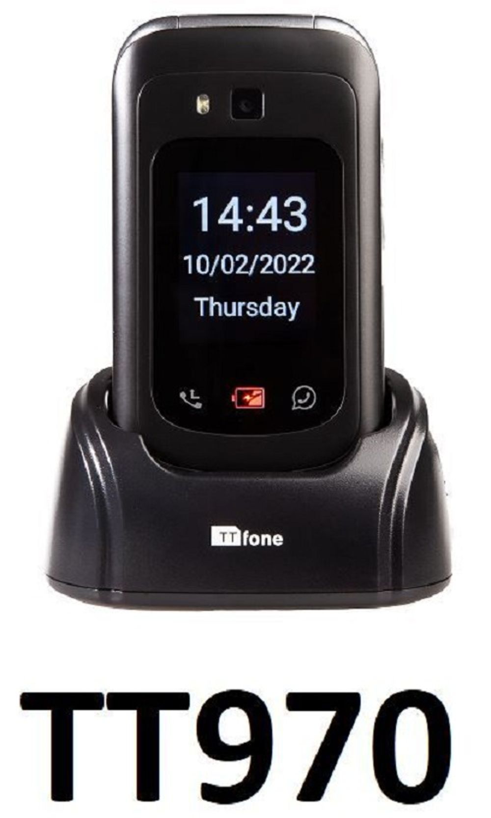 TTfone TT970 Whatsapp 4G Touchscreen Senior Big Button Flip Mobile Phone - (Vodafone Pay As You Go)