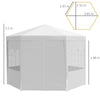 3.4m Gazebo Canopy Party Tent with 6 Removable Side Walls, White