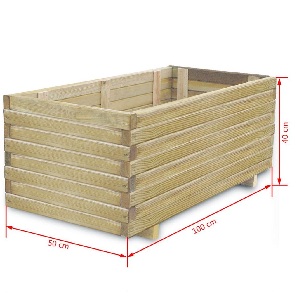 Raised Bed 100x50x40 cm Wood Rectangular