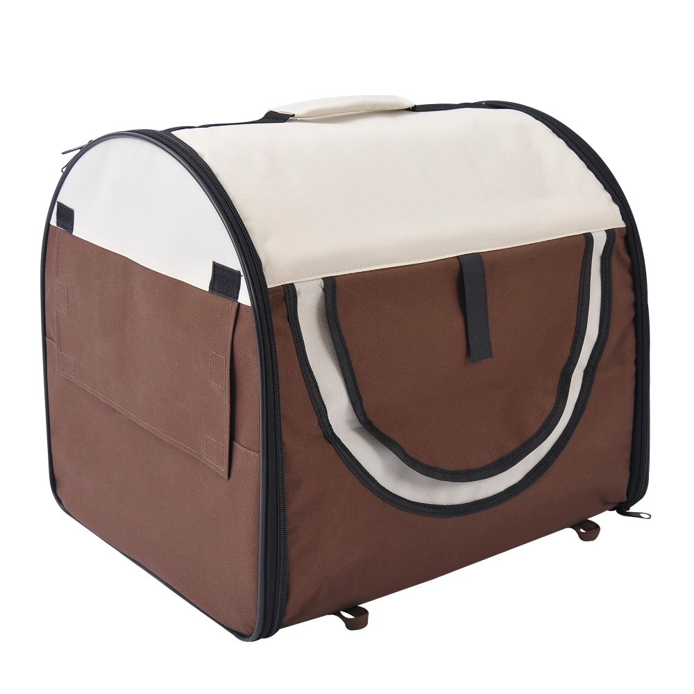 Folding Fabric Soft Pet Crate Dog Cat Travel Carrier Cage Kennel House Brown