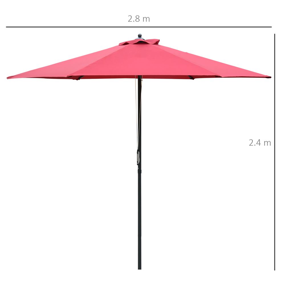 Outsunny Umbrella Parasol ?2.8x2.4 m, Steel, Polyester-Wine Red