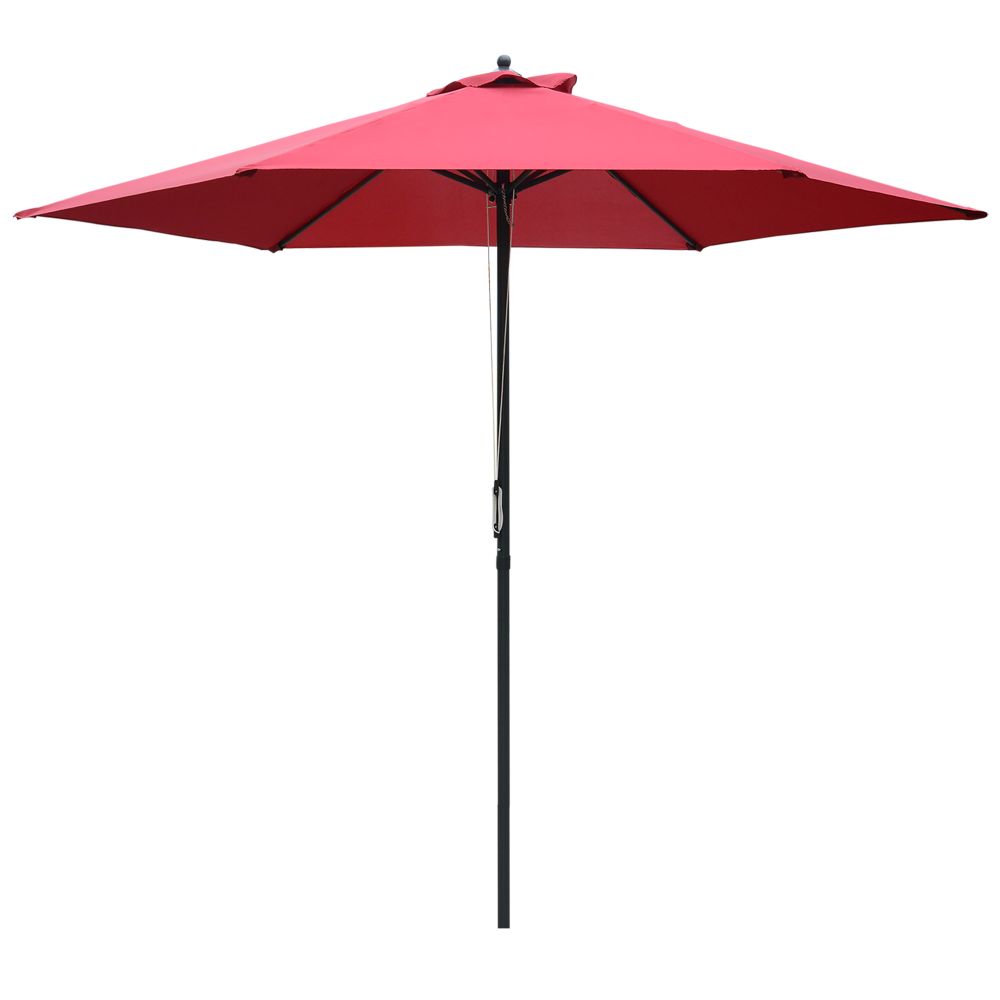 Outsunny Umbrella Parasol ?2.8x2.4 m, Steel, Polyester-Wine Red